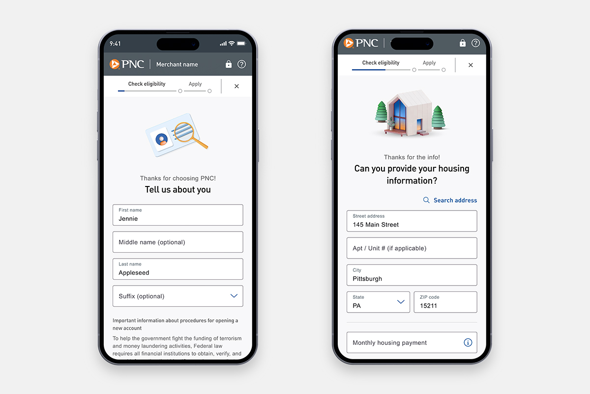 PNC Flex legal screens